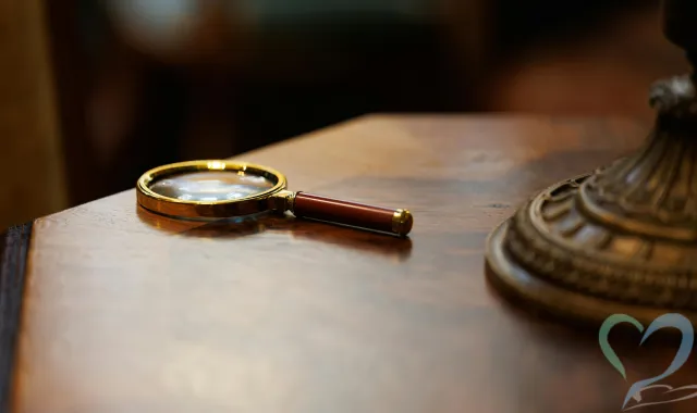 Magnifying glass on a table